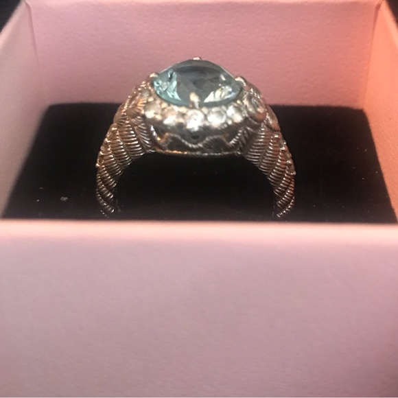 SOLD Beautiful Judith Ripka 925 Sterling Silver Light Blue Topaz CZ Ring Size 8 - Picture 11 of 11